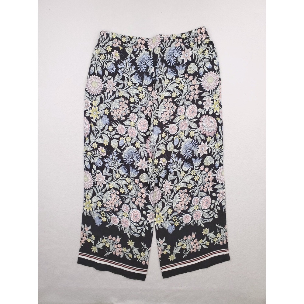 Loft Pants Women Medium Floral Crop Relaxed Wide Leg BOHO Y2K Lightweight Lounge - Picture 5 of 13
